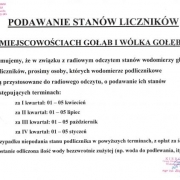 PODAWANIE STANÓW LICZNIKÓW W MIEJSCOWOŚCIACH GOŁĄB I WÓLKA GOŁĘBSKA