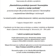 Plakat do projektu Rzemieslnicza produkcja zywnosci i kosmetykow w oparciu o nauke i praktyke