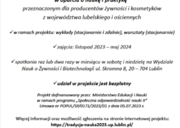 Plakat do projektu Rzemieslnicza produkcja zywnosci i kosmetykow w oparciu o nauke i praktyke