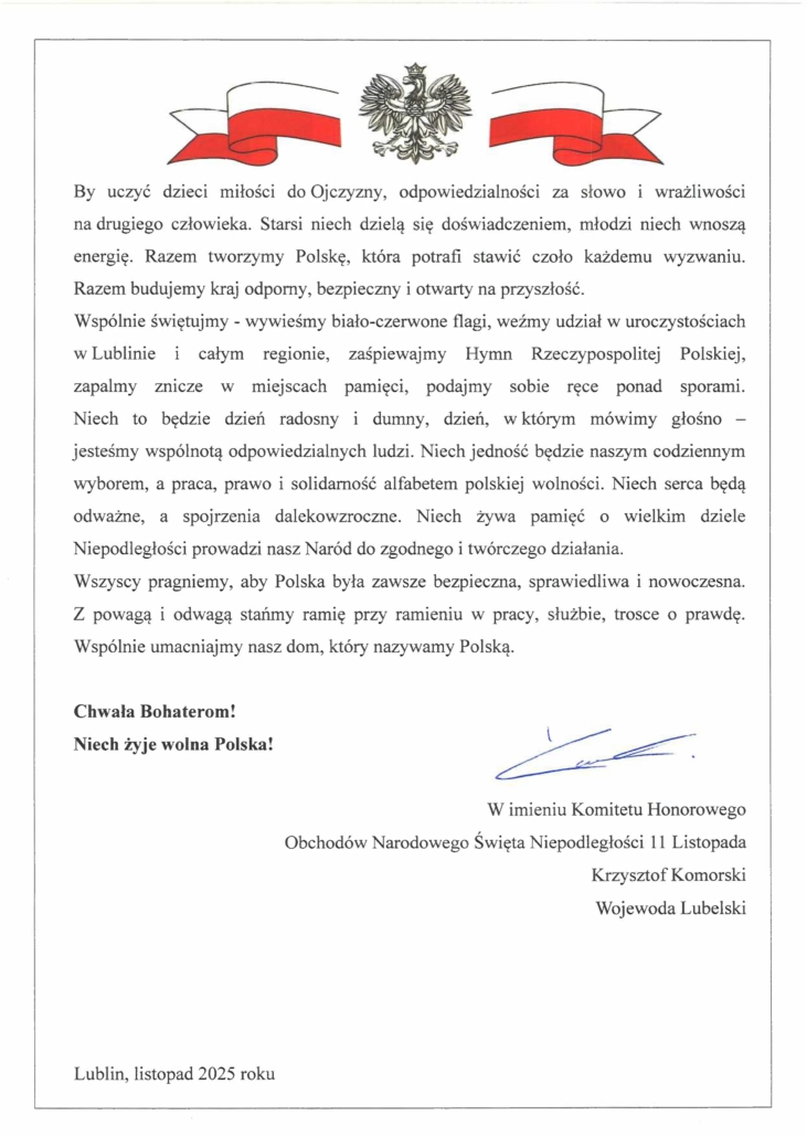 Odezwa Narodowe Święto Niepodległości 2025 rok 1 page 0002