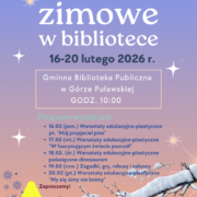plakat ferie zimowe w bibliotece